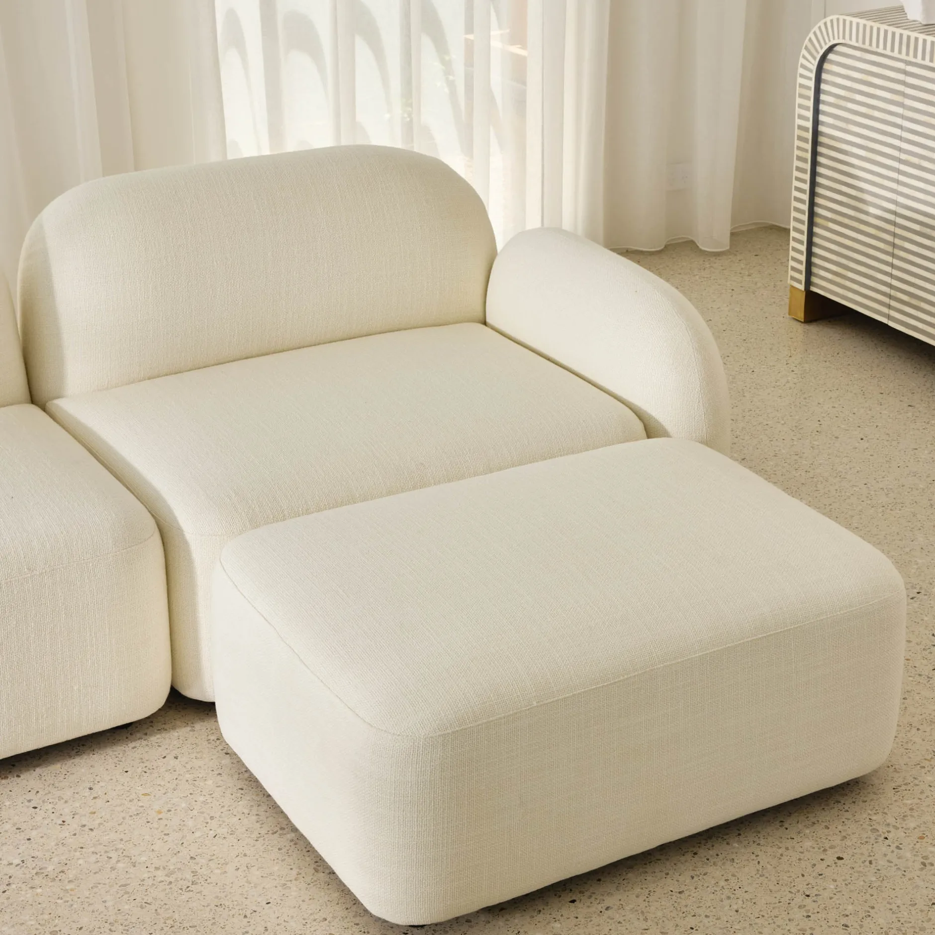 Best Horgans Oslo Modular Sofa 2 Seat with Ottoman Frosted Ivory