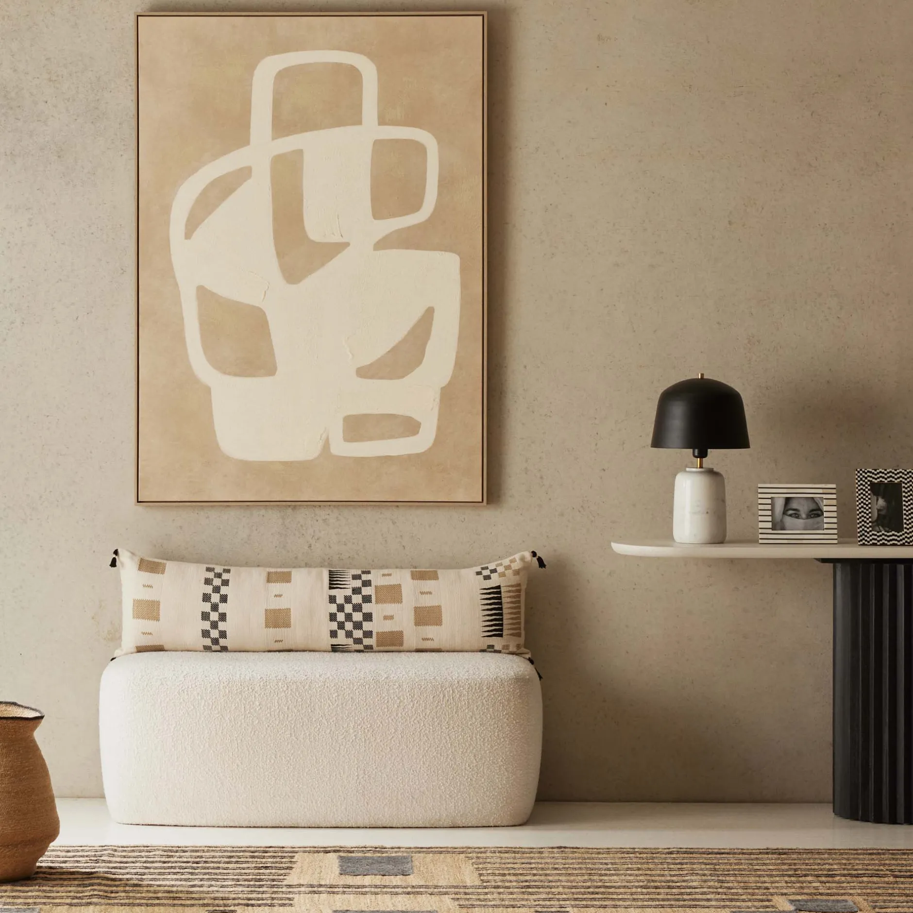 New Horgans Pari Framed Wall Art Tan & Cream