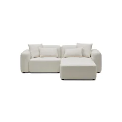 Outlet Horgans Pascal Modular Sofa 2 Seat with Ottoman Ivory White