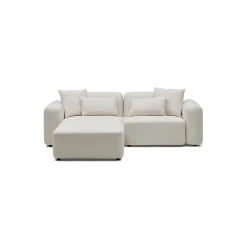 Outlet Horgans Pascal Modular Sofa 2 Seat with Ottoman Ivory White