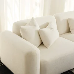 Outlet Horgans Pascal Modular Sofa 2 Seat with Ottoman Ivory White