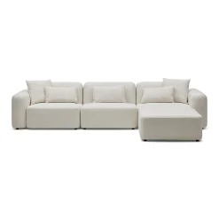 Online Horgans Pascal Modular Sofa 3 Seat with Ottoman Ivory White