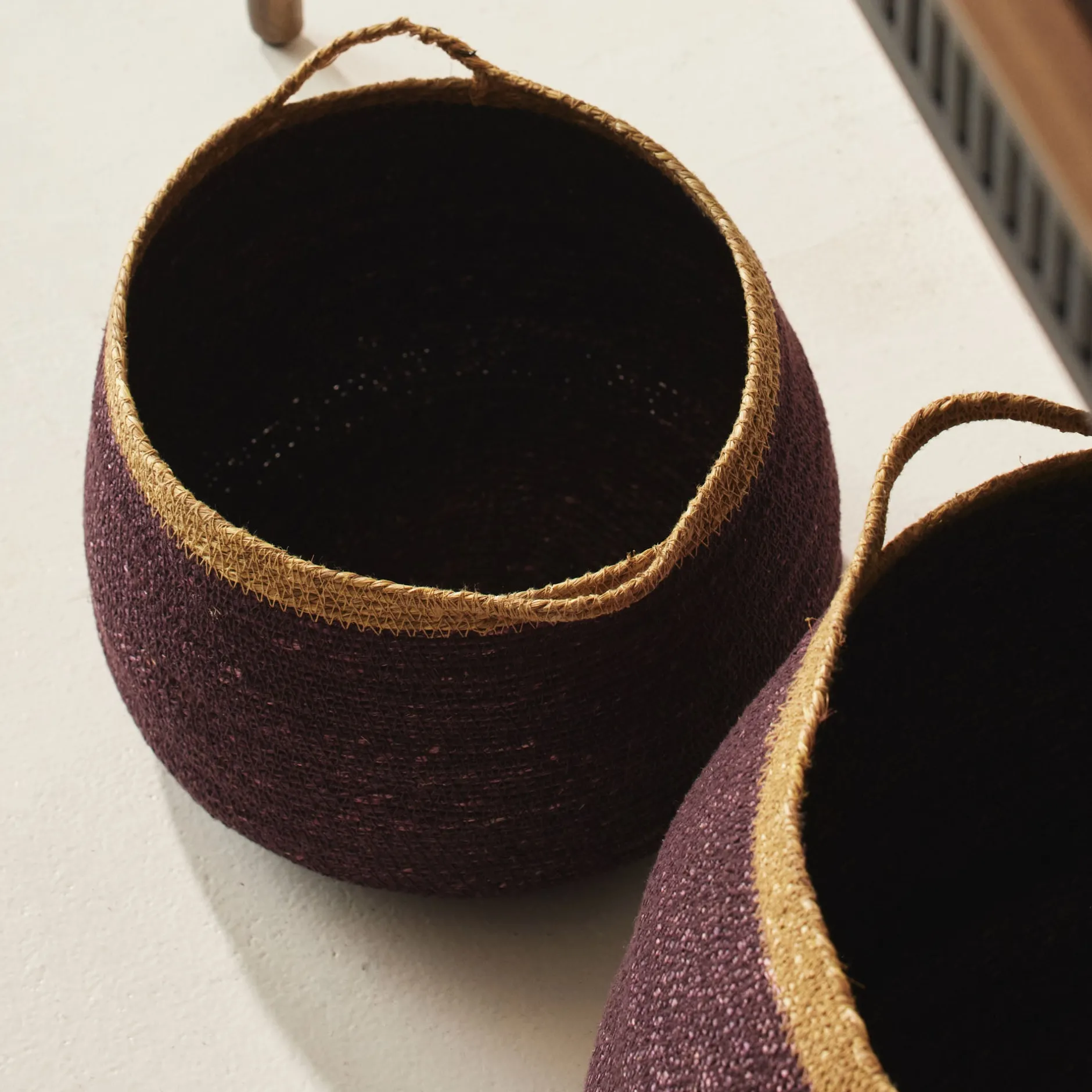 Hot Horgans Peta Baskets Set 2 Mauve & Mustard