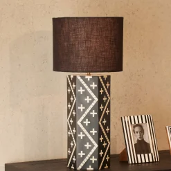 Online Horgans Riva Bone Inlay Lamp Black & White