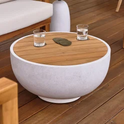 Outlet Horgans Soma Outdoor Coffee Table White White & Natural
