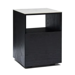 Outlet Horgans Tia Bedside White Marble Ceramic Black