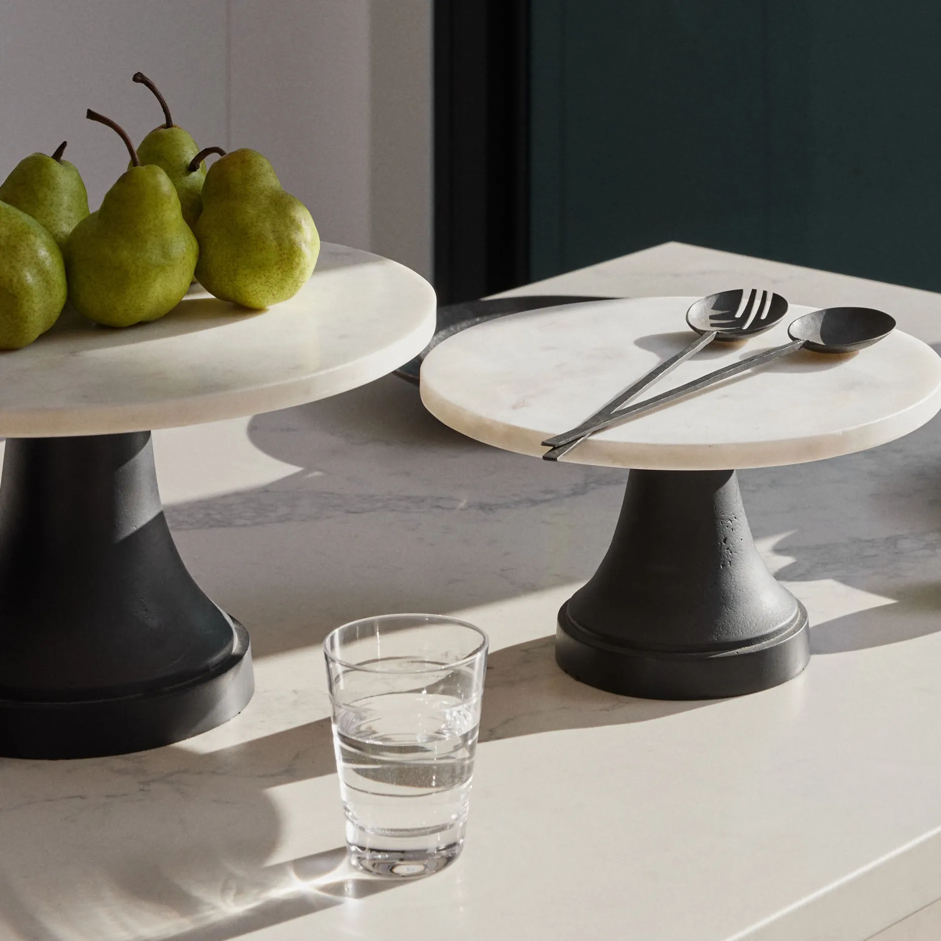 Discount Horgans Tura Cake Stand Marble Large Black & White