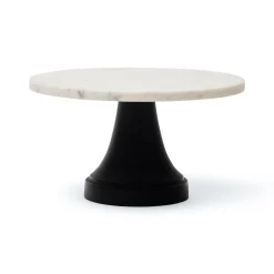 New Horgans Tura Cake Stand Marble Small Black & White