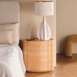 Fashion Horgans Veda Oval Bedside Ash Natural
