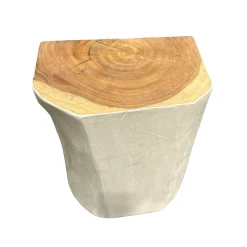 Outlet Horgans White Timber Side Table Large Sample White & Natural