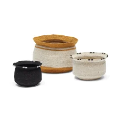 Hot Horgans Xavier Baskets Set 3 White, Black & Mustard