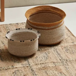 Hot Horgans Xavier Baskets Set 3 White, Black & Mustard
