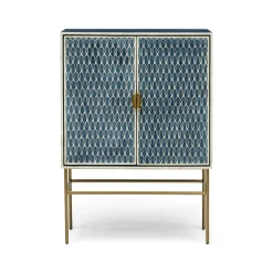 Discount Horgans Zephyr Bone Inlay Cabinet Navy, White & Antique Gold
