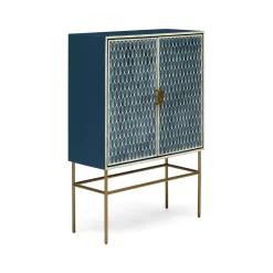 Discount Horgans Zephyr Bone Inlay Cabinet Navy, White & Antique Gold