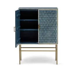 Discount Horgans Zephyr Bone Inlay Cabinet Navy, White & Antique Gold