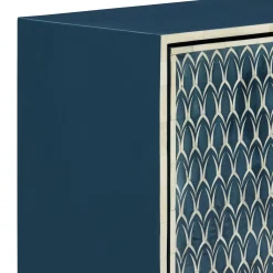 Discount Horgans Zephyr Bone Inlay Cabinet Navy, White & Antique Gold